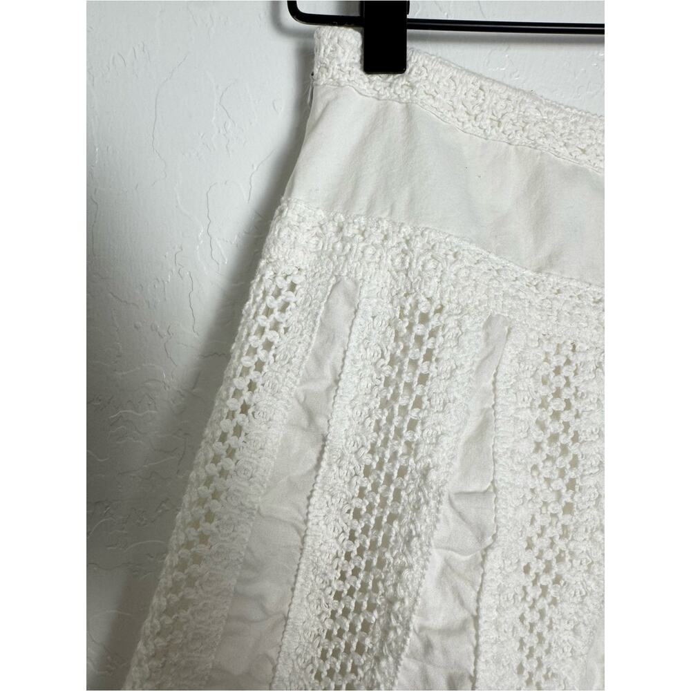 Y2K New York & Company White Open Knit Crochet Skater A-line Skirt - Picture 10 of 13